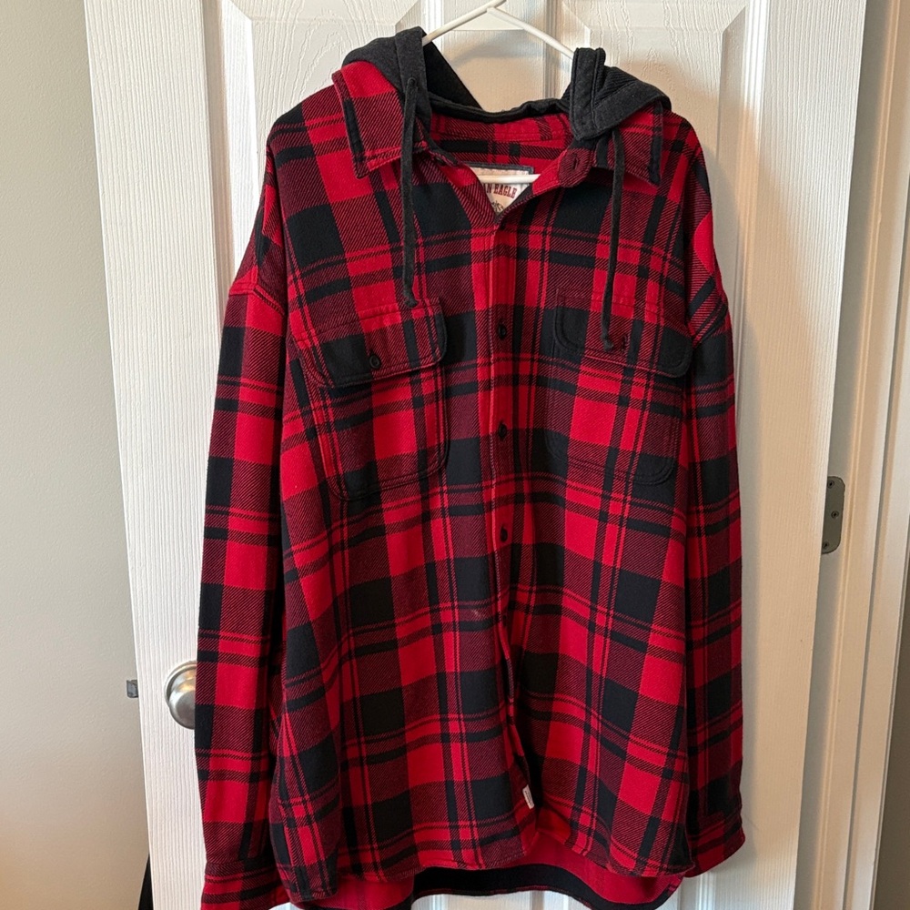 American Eagle Outfitters Red and Black Checkered Shirt